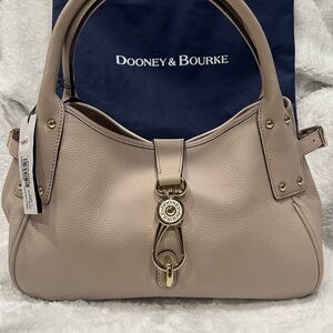 (Authentic) Dooney & Bourke Cream Shoulder Bag with Gold Accents